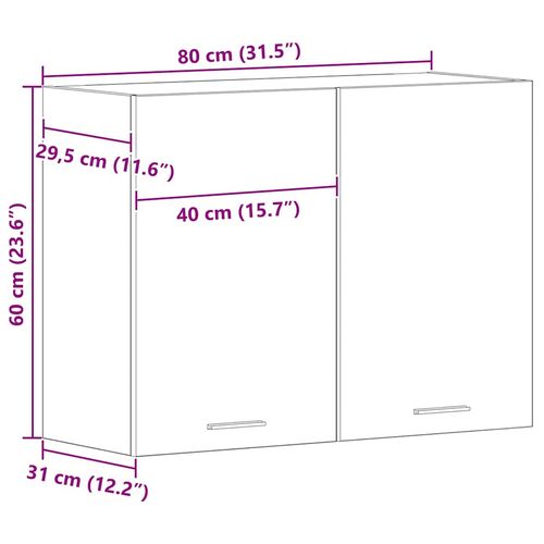 Szafka wisząca z półką z drzwiami Czarny dąb 80 x 31 x 60 cm na Arena.pl