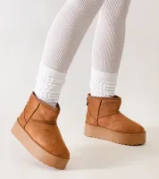 Brązowe casualowe śniegowce na wysokiej platformie Thaisa 41