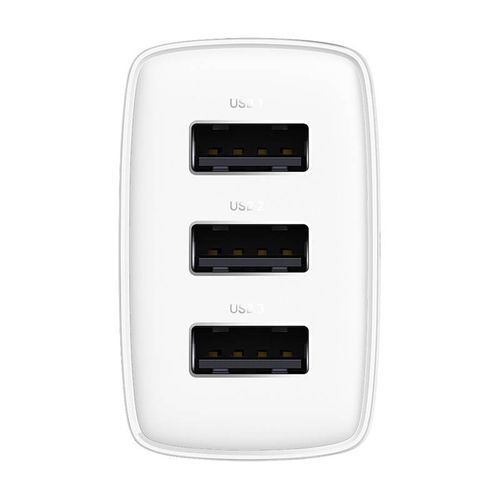 ładowarka sieciowa baseus compact quick charger, 3x usb, 17w (biała) na Arena.pl