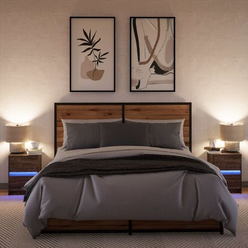 Szafki nocne z oświetleniem LED, 2 szt., kolor brązowy dąb na Arena.pl