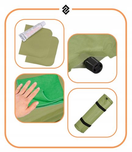 MATA SAMOPOMPUJĄCA KARIMATA 180x50cm MIĘKKA ZIELONA GRUBA POKROWIEC MATERAC na Arena.pl