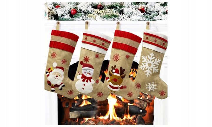 4x SKARPETY Skarpeta ŚWIĄTECZNE PREZENTY KOMINEK OZDOBNA GWIAZDOR DEKORACJA zdjęcie 2