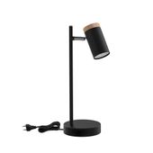 Lagos lampa stołowa czarny 1x15W GU10 klosz czarny+drewniany