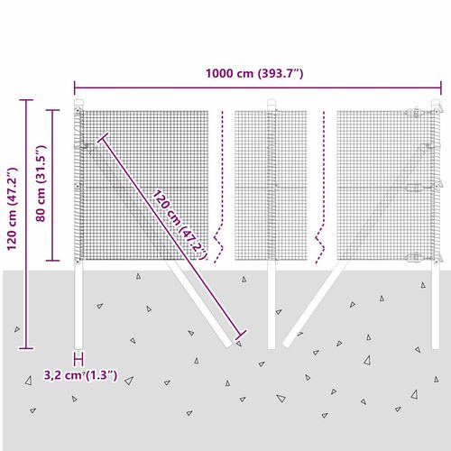 Ogrodzenie z słupkami Srebrny 0.8 x 10 m Stal na Arena.pl
