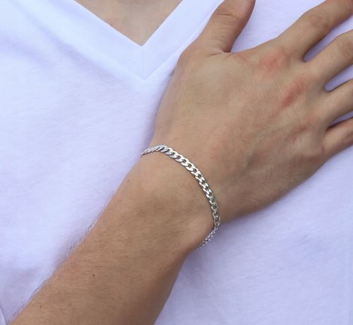 SREBRNA PEŁNA BRANSOLETKA MĘSKA PANCERKA SOLIDNA PR. 925 + GRAWER GRATIS na Arena.pl