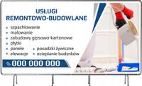 BANER REKLAMOWY na siatce mesh 100x50 cm USŁUGI REMONTOWO BUDOWLANE REKLAMA