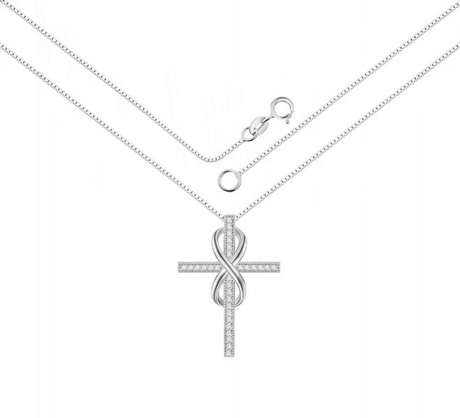 SREBRNY NASZYJNIK 925 KRZYŻ KRZYŻYK NIESKOŃCZONOŚĆ zdjęcie 8