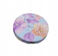 Eleganckie lusterko kieszonkowe 7 cm podwójne kwiaty wielokolorowe