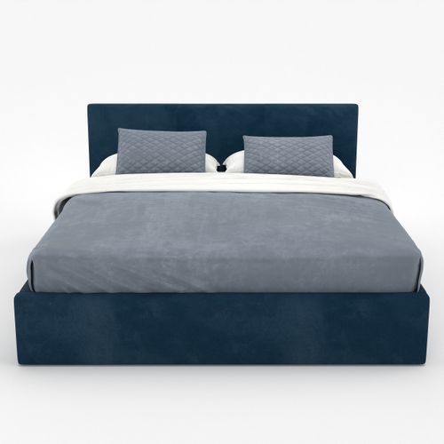 ŁÓŻKO TAPICEROWANE 140x200 ŁÓŻKO PODWÓJNE Z POJEMNIKIEM GRANATOWE na Arena.pl