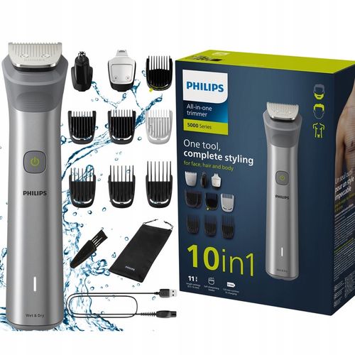 BEZPRZEWODOWA MASZYNKA TRYMER PHILIPS DO WŁOSÓW ZAROSTU BRODY 10w1 na Arena.pl