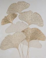 Obraz ręcznie malowany glamor Liście Miłorzębu 80X100 złoty