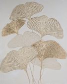 Obraz ręcznie malowany glamor Liście Miłorzębu 80X100 złoty