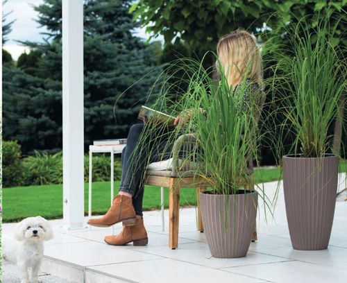 Doniczka okrągła Mika 30 cm z wkładem | Biały na Arena.pl