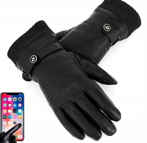 RĘKAWICZKI REVERSE SKORZANE MĘSKIE CZARNE ZE ŚCIĄGACZEM SKÓRA NAT. na Arena.pl