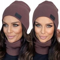 KOMPLET DAMSKI CZAPKA KOMIN JESIEŃ WIOSNA WYGODNY PRĄŻKOWANY POLSKI KOLORY