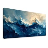 Obraz do salonu sypialni biura, Niebieskie Fale Abstrakcja 100x50