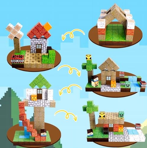 KLOCKI MAGNETYCZNE MOCNE KLOCKI SZEŚCIANY 100 SZT + 1 LUDZIK KLOCKI PIKSELE na Arena.pl