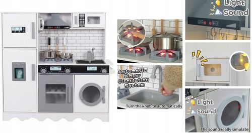 WIELKA DREWNIANA KUCHNIA DŹWIĘK ŚWIATŁO KRAN WODA DLA DZIECI WODA Z KRANU na Arena.pl