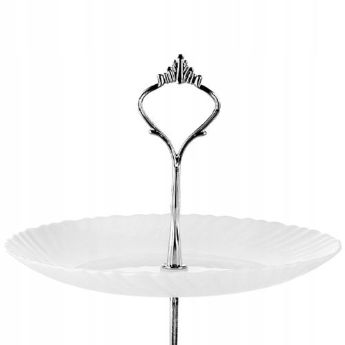 PATERA TRZYPOZIOMOWA PIĘTROWA STOJAK NA ciasto owoce AGNES BIAŁA SZKŁO OPAL na Arena.pl