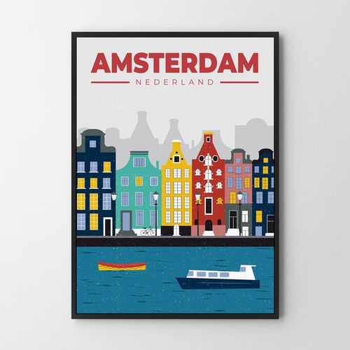 Plakat ilustracja mapa Amsterdam 40x50 cm na Arena.pl