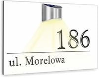 duża biała TABLICZKA podświetlana ADRESOWA DIBOND numer domu 40x30