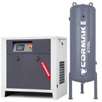 Sprężarka śrubowa 5,5kW - 650L/min.+ Zbiornik pionowy 270l