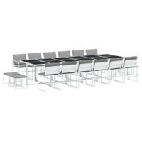 17-cz. zestaw mebli ogrodowych z poduszkami, biały, textilene