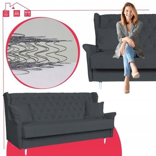 Zestaw wypoczynkowy skandynawski wersalka z fotelami SZARY na Arena.pl