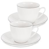 2x Filiżanka Porcelanowa do Picia Kawy Herbaty Biała Porcelanowa 200 ml