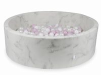 Suchy basen 130x40 marmur z piłeczkami 700szt (różowe jasne perłowe, białe, przezroczyste, perłowe)