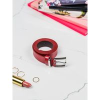 wąski pasek ze skóry naturalnej z kwadratową sprzączką w srebrnym kolorze