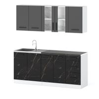 Meble Kuchenne Modułowe Z Blatem Małe Rest 2.0m Biały Szary San Sebastian