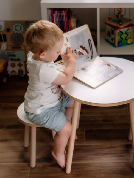 Krzesełko dla dzieci okrągłe białe zdjęcie 2