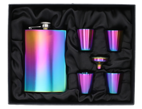 Tęczowa Piersiówka w Zestawie z Kieliszkami