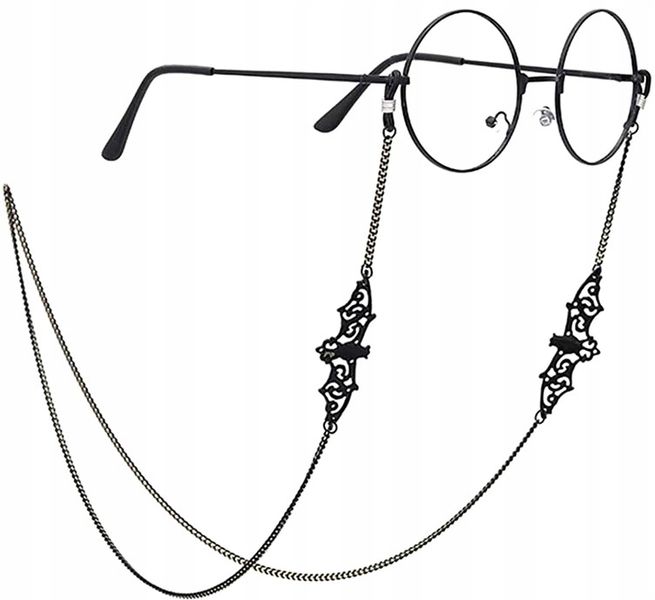 Elegancki Łańcuszek Do Okularów Czarny Metalowy zdjęcie 1