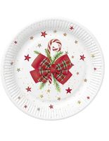 Talerzyki papierowe świąteczne Czerwona Kokarda, 23 cm 8 szt.
