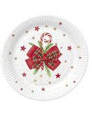 Talerzyki papierowe świąteczne Czerwona Kokarda, 23 cm 8 szt.