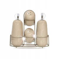 Ceramiczny zestaw do przypraw 5-ele Geometry Beige MAESTRO