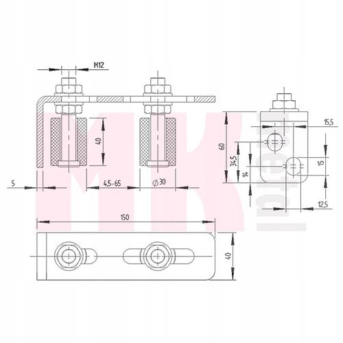 Rolki prowadzące do bramy przesuwnej fi 30 mm rolka prowadząca podwójna na Arena.pl