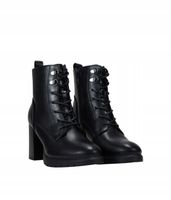 Czarne sznurowane botki na obcasie BOSANOVA damskie rozmiar 37