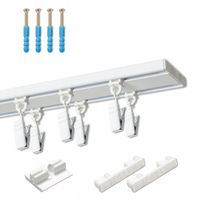 SZYNA SUFITOWA PODWÓJNA 280 cm ŻABKI AGRAFKI BIAŁA SLIM