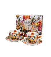 FILIŻANKI ZE SPODKIEM DUO KWIATY TULIPANY 250 ML X 2 SZT NA PREZENT