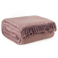 Koc akrylowy z frędzlami AKRYL7A 220x240 pudrowy