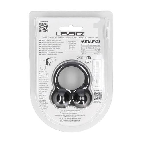 Liquid Silicone Double Weighted Ball Cockring - Black na Arena.pl