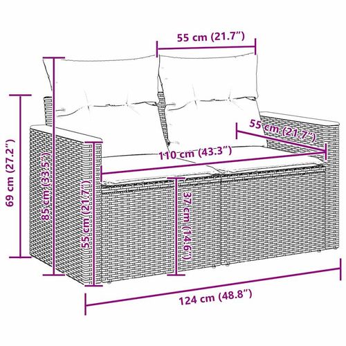 Zestaw Sof na Ogród z poduszką 13 pcs Czarny Polirattan na Arena.pl