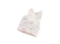 Jamiks AFEJA czapka na wiosnę dla dziewczynki wiskoza kokarda róże ecru 48-50