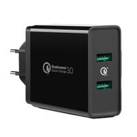 ładowarka sieciowa do telefonu 2x usb-a 36w qc3.0 - czarna