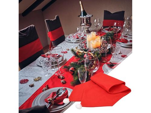 Zestaw do dekoracji stołu święta 4x pokrowiec czapka mikołaj + bieżnik na Arena.pl