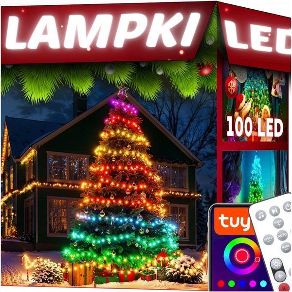 LAMPKI CHOINKOWE 100LED MULTIKOLOR ŚWIĄTECZNE SMART WIFI TUYA PILOT 10M zdjęcie 9
