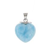 Zawieszka - larimar serce w srebrze rodowanym 1